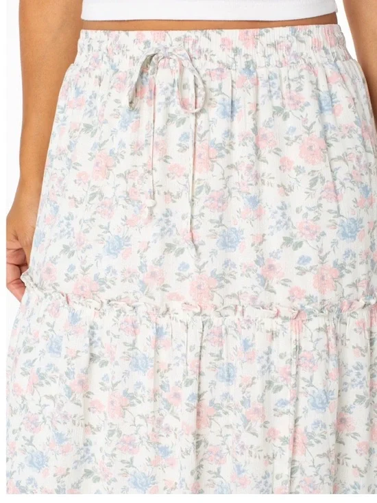 Celebrity Pink Pastel Floral Tiered Midi Skirt - Picture 3 of 3